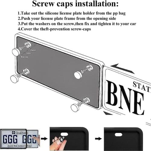 Silicone License Plate Frame scratch-resistant rust-proof Car license cover Cadre de plaque d'immatriculation en silicone holder