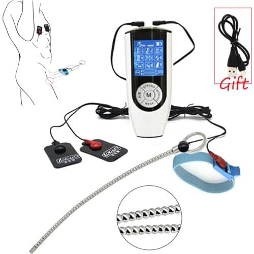 SM Super Strong Electro Shock Host,Electro Shock Penis Plug Ring Urethra Stimulation Rod Cock Ring Bdsm Nipple Pads Male Sex Toy