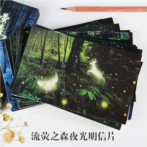 Luminous Postcard Dream Forest Greeting Card Succulents Wandering Planet Tourism Cute Message Boxed Blessing 30pcs/Pack
