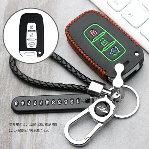 Luminous Leather Cover Smart Key Case for Hyundai Equus Genesis Veloster for KIA Sportage Forte Optima Soul Azera Sorento