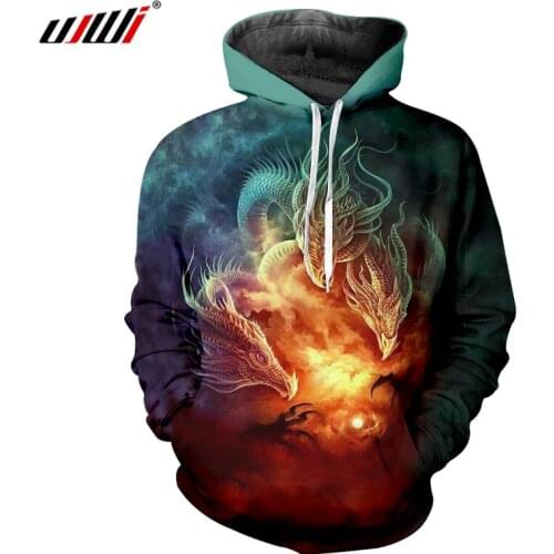 UJWI Dropshipping Hoodies Men 3d Print Dragon Animal Sweatshirt Hoodies Man Hip Hop Streetwear Long Sleeve Hooded Pullovers 6XL