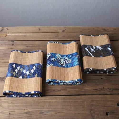 Japanese style bamboo tea mat Zen style tea runner tablecloth tea tray insulation pad for tea table tea ceremony accessories