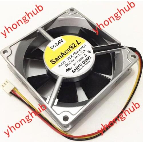SANYO DENKI 109L0924H401 DC 24V 0.12A 90x90x25mm Server Cooling Fan