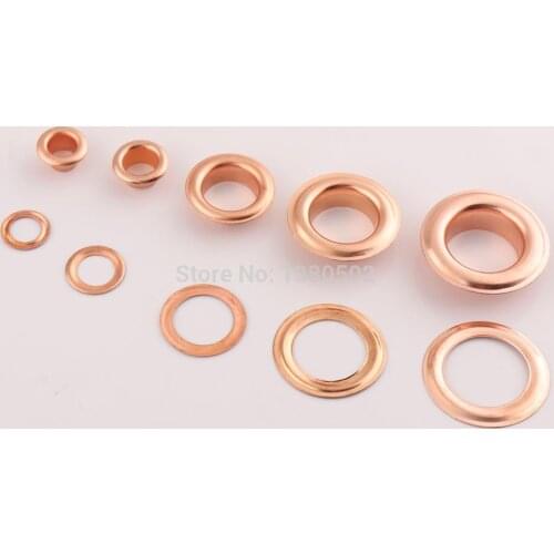 100pcs/lot 9/10/16/20/23mm outer diameter Rose gold color Eyelets with washer Grommets for bag garment accessories