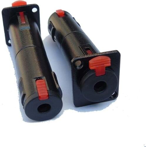 High Quality 10pcs/lot black 6.35mm Stereo Female Panel Chassis Base Locked Socket to 6.35mm Stereo Jack