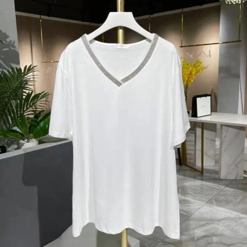 Size 8XL 150KG Summer Cotton t shirt For Women letter Print White T Shirts Plus Size Clothes Short Sleeve Casual Female Tops