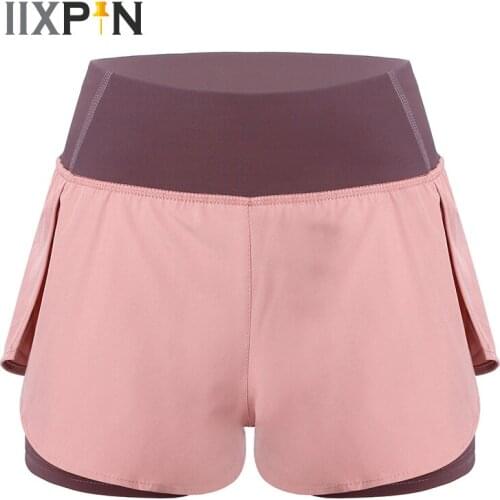 Womens Dance Shorts High Waist Athletic Shorts Wide Waistband Double Layer Yoga Gym Sports Shorts 2 in 1 Workout Running Shorts