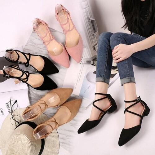 New womens buckle straps square high heel sandals fashion casual shoes mid-heel high heels sexy party 2021 single shoes suede