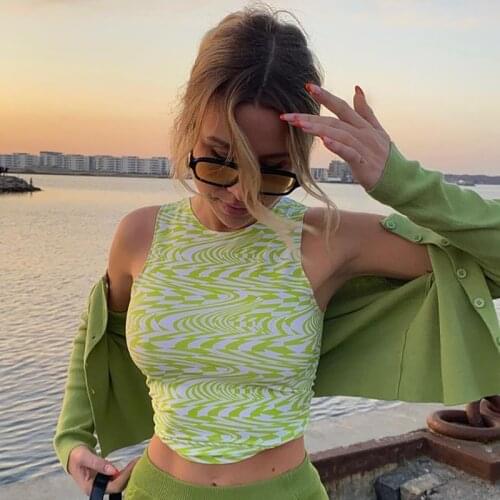 Women Fashion Skinny Sleeveless Summer Y2K Tops Short 2021 Womens Tube Top Vest O Neck Green Off Shoulder Sexy Crop Tops Vest