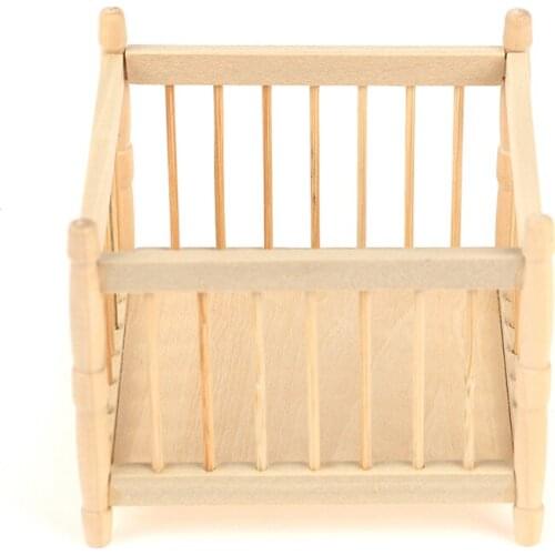 1:12 Dollhouse Miniature White Wooden Cardle Baby Bed Model Furniture Toys 9.5*6*7cm