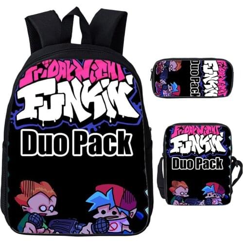 3 Pcs/Set Shooting Game Friday Night Funkin Bag 3D Print Schoolbags Backpack Men Women Anime Harajuku Teenager Laptop Fnf Bag