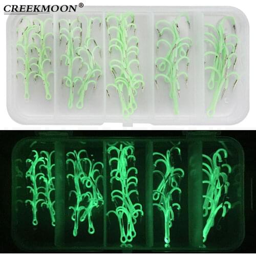 40pcs/lot Sharp Luminous Triple Anchor Hook Treble Hooks Strong Fishing Hook Set Lure Claw Hooks High Carbon Barbed Fish Hook