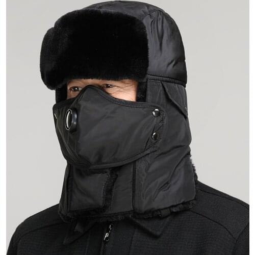 A132 Warm Bomber Hats Earflap Russian Ushanka Hat Earflap Trapper Pilot Hat Faux Leather Fur Snow Caps