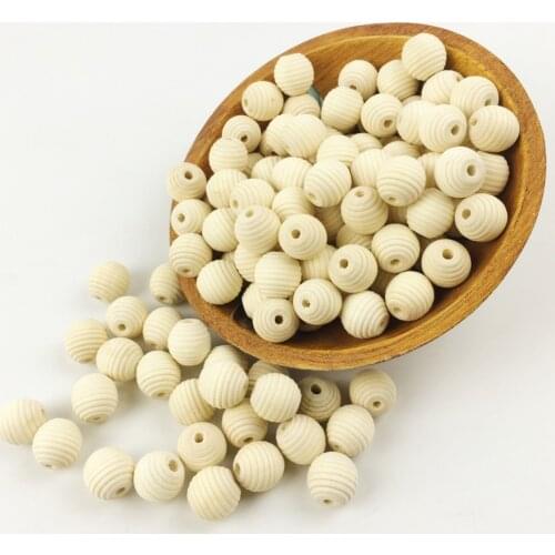 Natural Wooden Beads Hive Shaped 18MM 50PCS Decor Jewerly Making Unfinished Unpainted Balls Maple Hardwood With Holes Baby