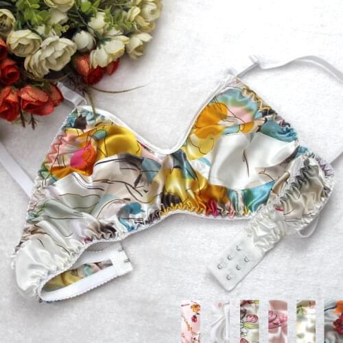 Pure silk Bra Double Faced Silk Wireless Ultrathin 100% Mulberry Silk Print Bras 34/75-42/95AB FREE SHIPPING