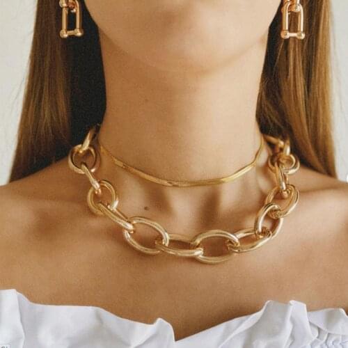 LIMARIO Chain Toggle Clasp Gold Necklaces Mixed Linked Circle Necklaces for Women Minimalist Choker Necklace Hot Jewelry