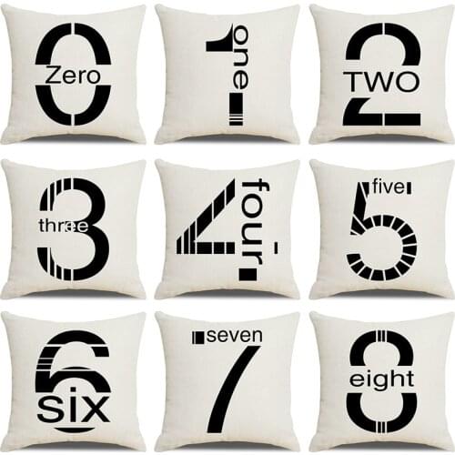 Cross-border pillow simple creative digital English linen pillowcase cushion cover softness cover pillow
