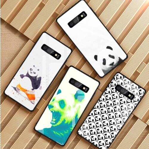 Cute Panda Tempered Glass Phone Case For Samsung Galaxy S8 S9 S10 S20 PLUS J6 J8 2018 NOTE 8 9 10 Cover Shell