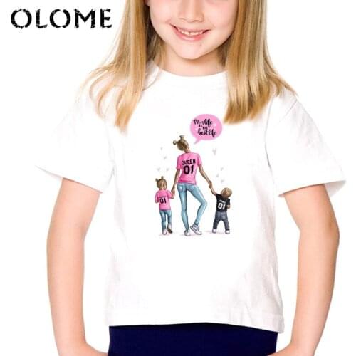 Mommys Love Baby Girls T Shirt Super Mama Vogue Printed T-Shirts Mom is a hero girls shirts clothes Children t shirts for girl
