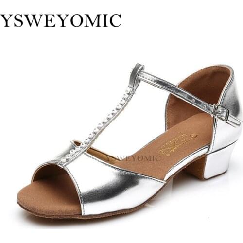 Wholesaler Girls kids Latin Shoes Low Heel 24-41 Size Suede Sole Practice Training Latin Ballroom Salsa Dance Shoes for Child