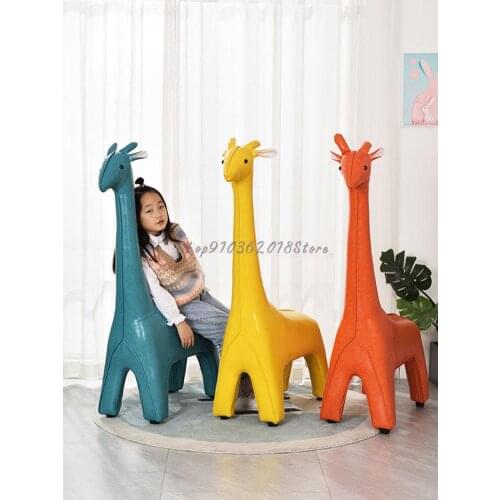 Size Children Cute Giraffe Bench Move To Living Room Floor Ornament Change Shoes Stool At Entrance