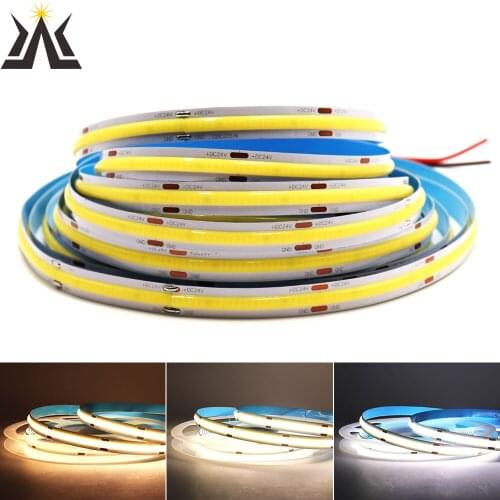 KLA-FCOB 528LEDs/m Flexible COB LED Strip Soft Bar Light 12V 24V 15W/M 10mm Super Bright LED Tape FOB Linear Decorative Lighting