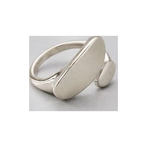 Ethnic Retro Irregular Glossy Square Bead Rings 925 Sterling Silver Resizable Finger Ring For Men Women Vintage Smooth Jewelry