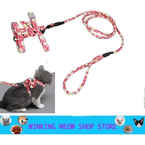 Cat Hand Holding Rope Chain Traction Rope Chest Strap Bow Accessories Adjustable Security Comfortable Cats Products For Pets