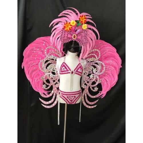 Feather creative swimsuit cloak T station serves stage costumes Chaofu children stage girl model