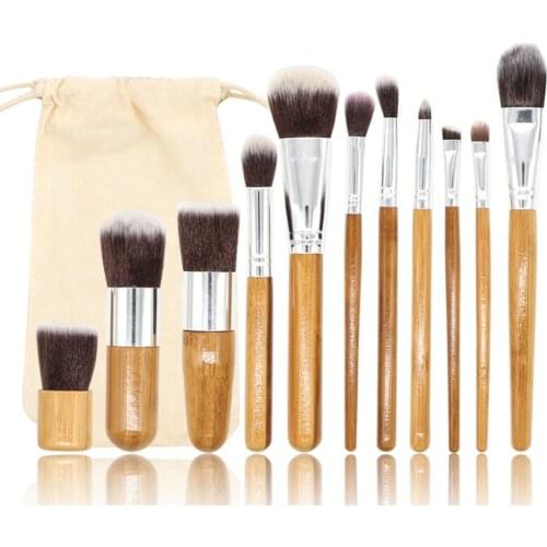 New Makeup Tool Natural Bamboo Professional Makeup Brushes Set Powder Foundation Eyeshadow Blending Brush Make up Tool Kit