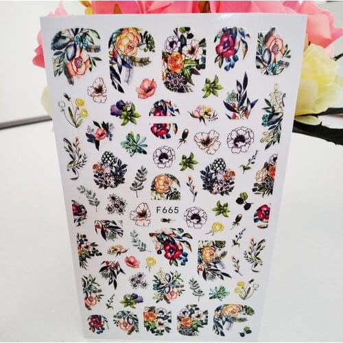 Beautiful Flowers 3D Stickers For Nails Summer Leaf Adhesive Decals Nail Art Decorations Foil Manicure Accessories