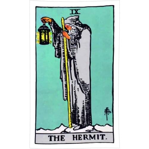 Vintage Style Colored Tarot Devination Theme Wall Hanging The Hermit Tapestry