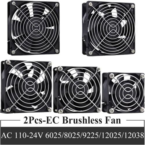 2PCS Gdstime EC Brushless Cooling Fan AC 110V 120V 220V 240V Ball Bearing Axial Fan with Srews/Grill 60mm 80mm 90mm 120mm