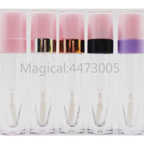 10-100PCS 6.4ml Empty Lip Gloss Tube Plastic Lipgloss Bottle DIY Container White Black Cap Cylinder Small Lipgloss Wholesale