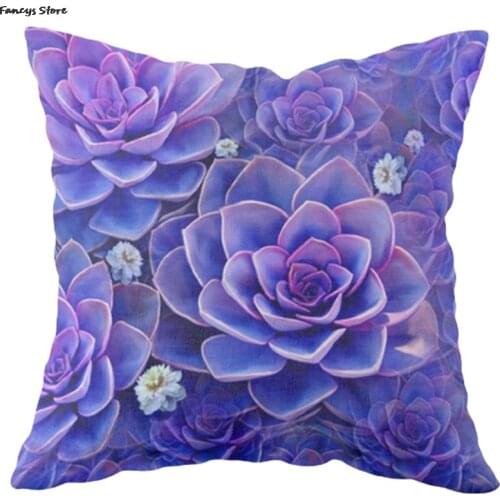 Purple Luxury Throw Pillow Nordic Pastoral Style 45*45 Decoration Throw Pillow 3D Succulent Lattice Fine Leaf Rose Car Decor New