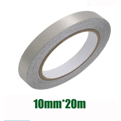 1pc 10mm* 20 meters Silver Single Sided Sticky Conductive Fabric Cloth Tape for Remote Controller Repair Cable EMI Shielding