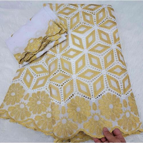 Swiss Voile Lace In Switzerland Dubai Fabric 2021 High Quality African Lace Fabric With Nigerian Scarf For Dress 7yards