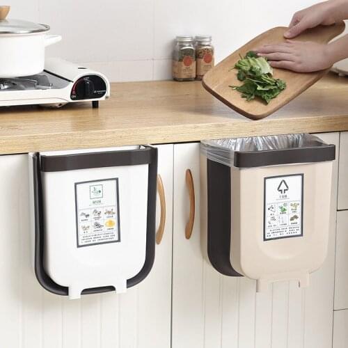 4/9L Folding Trash Can Zero Waste Recycle Bin Trash Bin Kitchen Dustbin Garbage Rubbish Bin Plastic Waste Bin Garbage Bag Holder