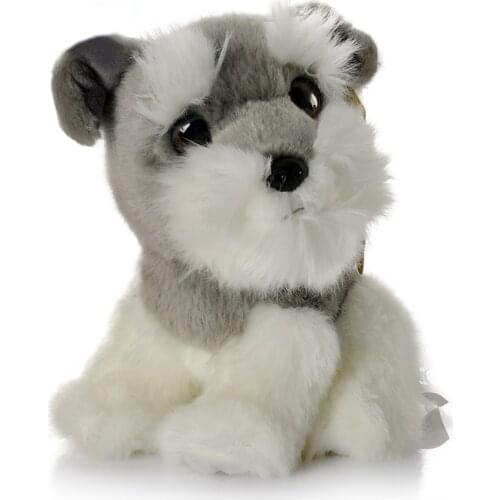 18cm Real Life Standard Schnauzer Plush Toys Schnauzers Dog Puppy Dolls Stuffed Animal Toys Gifts For Children Kids