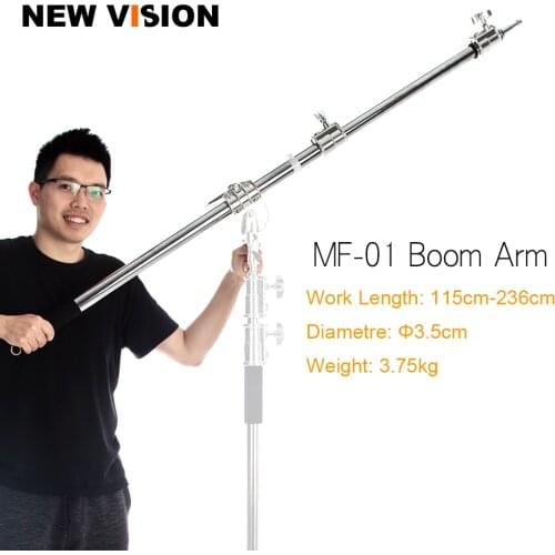 Stainless Steel MF-01 94-232cm 37"- 91" Studio Photo Telescopic Boom Arm Top Light for Pro Studio Flash Strobe