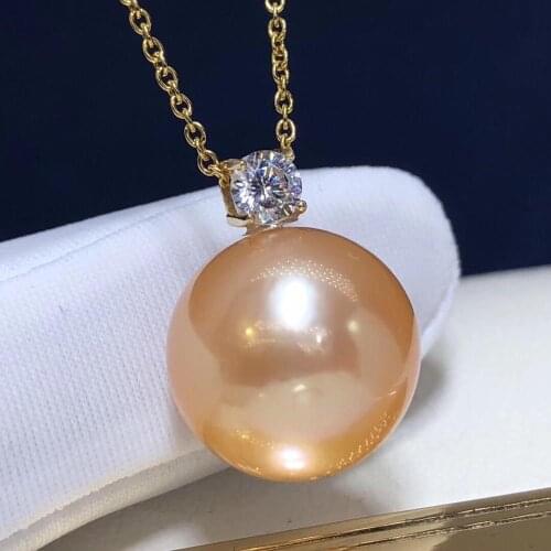 Pearl Pendant 12-11mm Fine Jewelry 18K Gold Natural Champagne Golden Pearl Pendant Necklaces for Women FIne Pearls Pendants