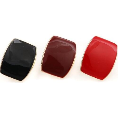 8Seasons Zinc Based Alloy Enamel Ear Post Stud Earrings Findings Rectangle Gold Colorful DIY Charms W/ Loop 19mm x 15mm, 10PCs