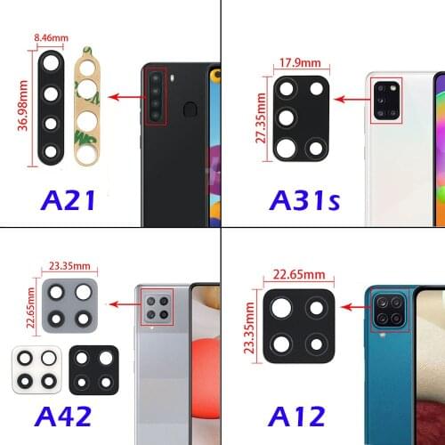 100PCS For Samsung A12 A21 A31S A42 Rear Camera Glass Lens With Glue Adensive Sticker Replacement Parts