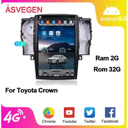 12.8 Inch Android 9.0 Tesla Style Vertical Screen Unit For Toyota Crown With Quad Core Car Stereo Multimedia Video GPS Player