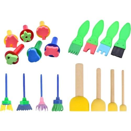 18pcs /Set DIY Painting Tools Stamps Toys Flower Stamp Sponge Brush Set Art Supplies For Kids