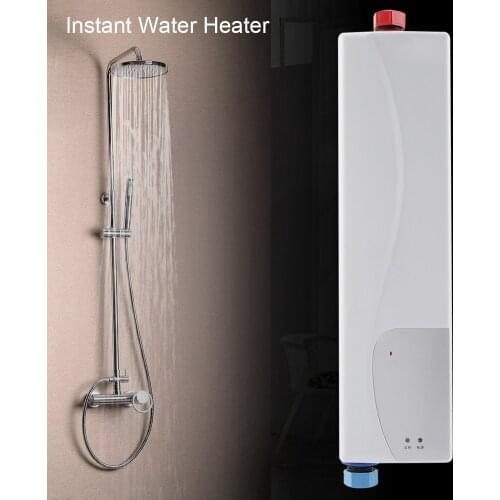 3KW Mini Stainless Steel Electric Water Heater Temperature Display Kitchen Tankless Instant Hot Water Faucet