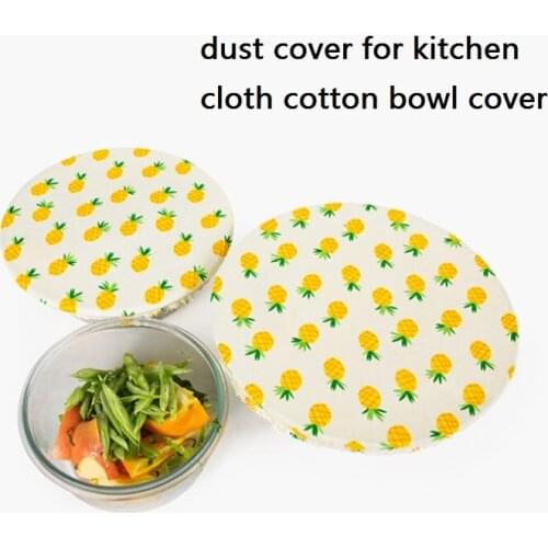 3pcs/set Dust Cover Easy Clean Reusable Cotton Bowl Cover Fresh-keeping Cloth Cotton Bowl Cover For Kitchen Support Dropship