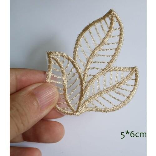 5pc DIY fashion organza leaves Patches for clothing Embroidery floral patches for bags decorative parches applique sewing craft