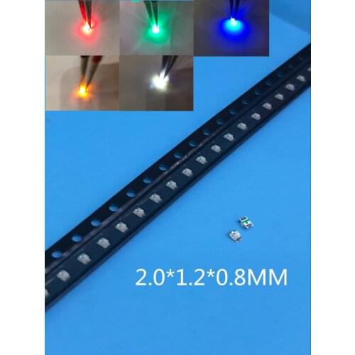 5Values x2000pcs=10000pcs New 0805 Ultra Bright Red/Green/Blue/White/Yellow SMD LED 2.0*1.2*0.8mm 0805 R/G/B/W/Y