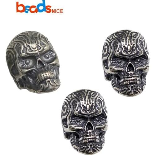 Beadsnice ID38393 925 Sterling Silver Skull Beads Jewelry Accessories Skull Skeleton Head Beads for Bracelet Jewelry Making